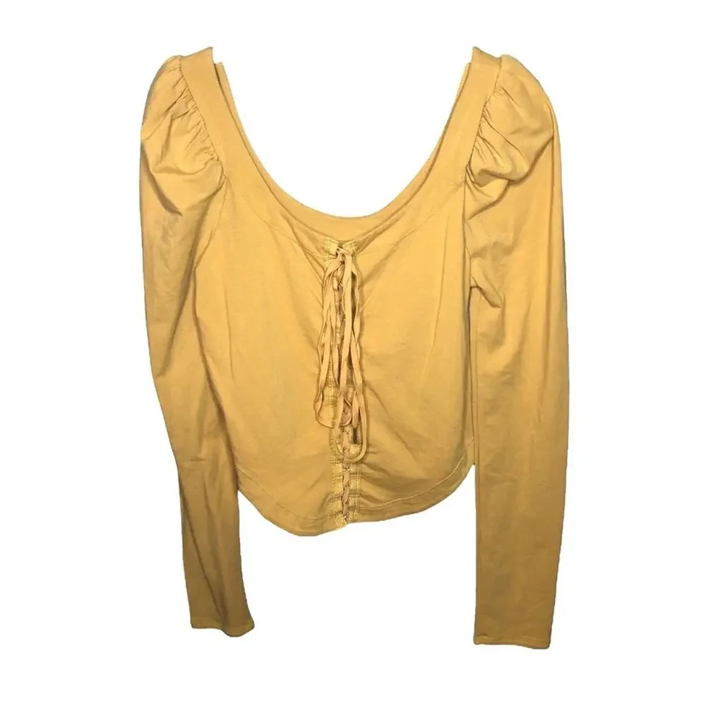 Free People Willow Reversible Lace Up Top Toasted Honey Size Medium